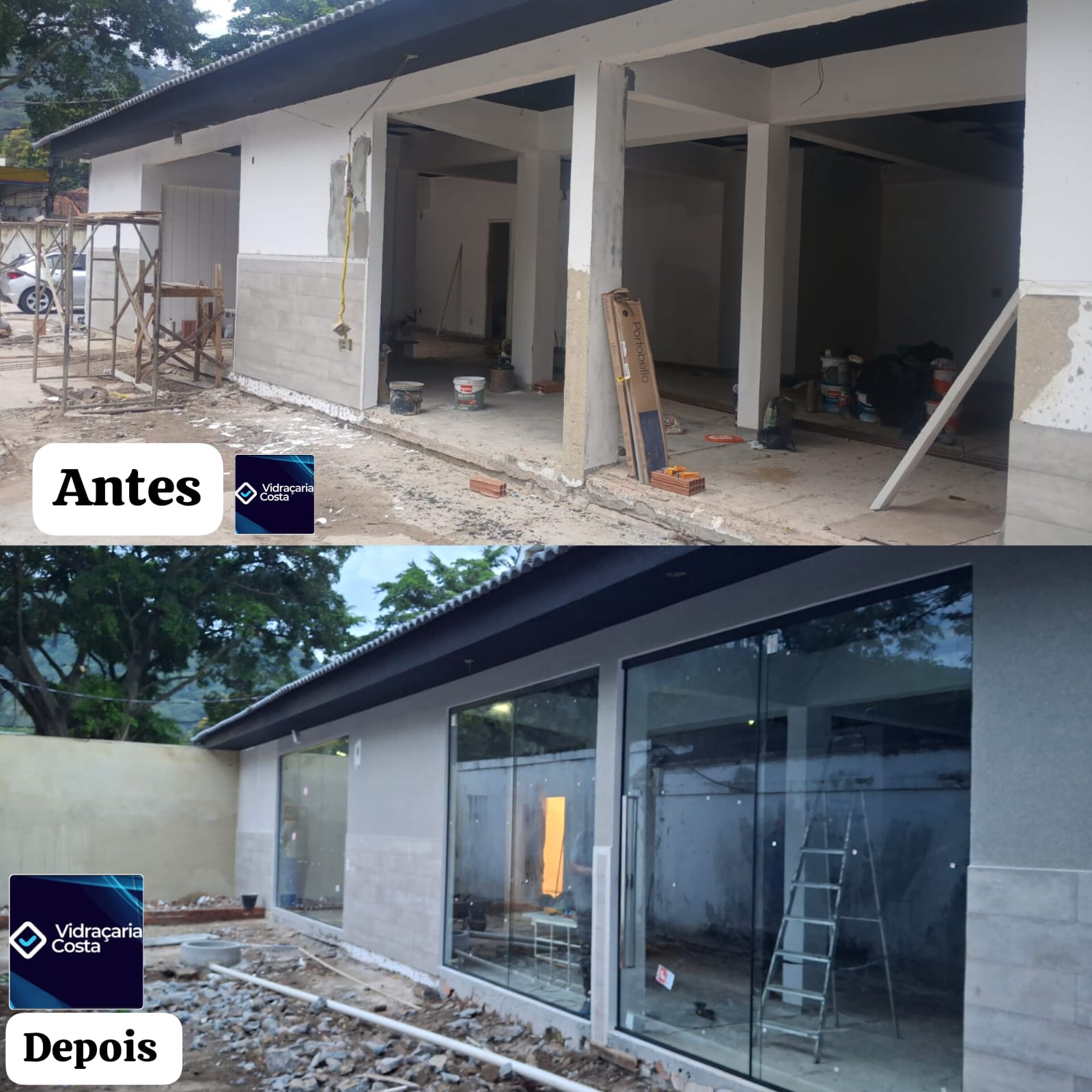 Fachada residencial — Antes e Depois